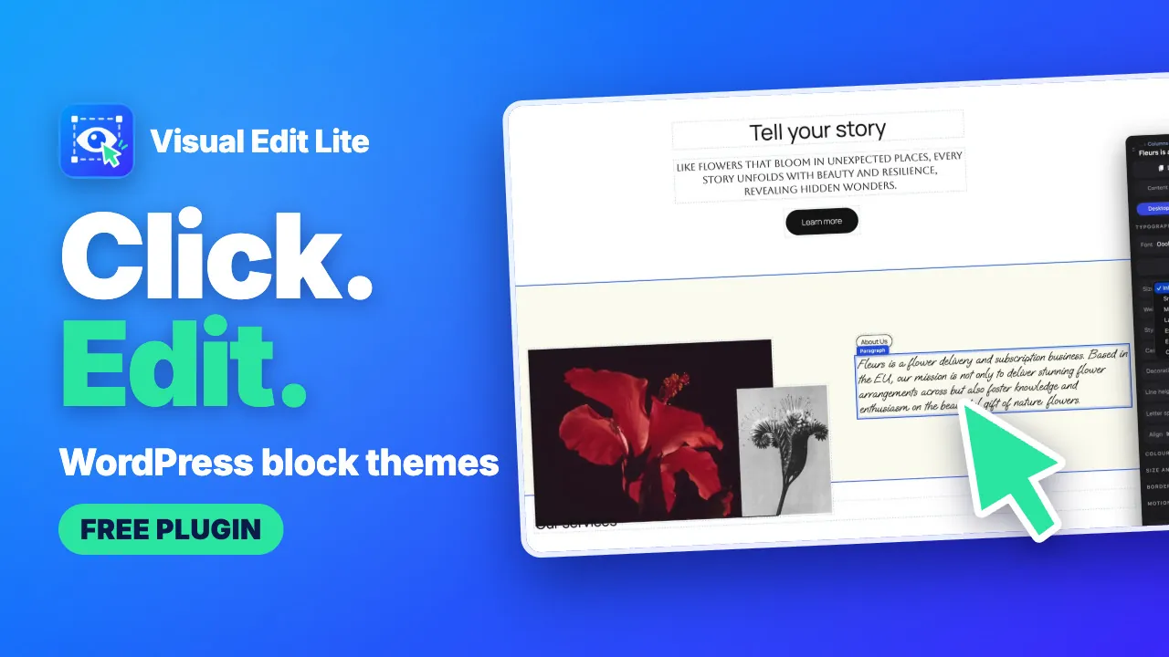 Visual Edit Lite، أداة تعديل موقع WordPress: انقر وعدّل على قوالب الكتل في WordPress